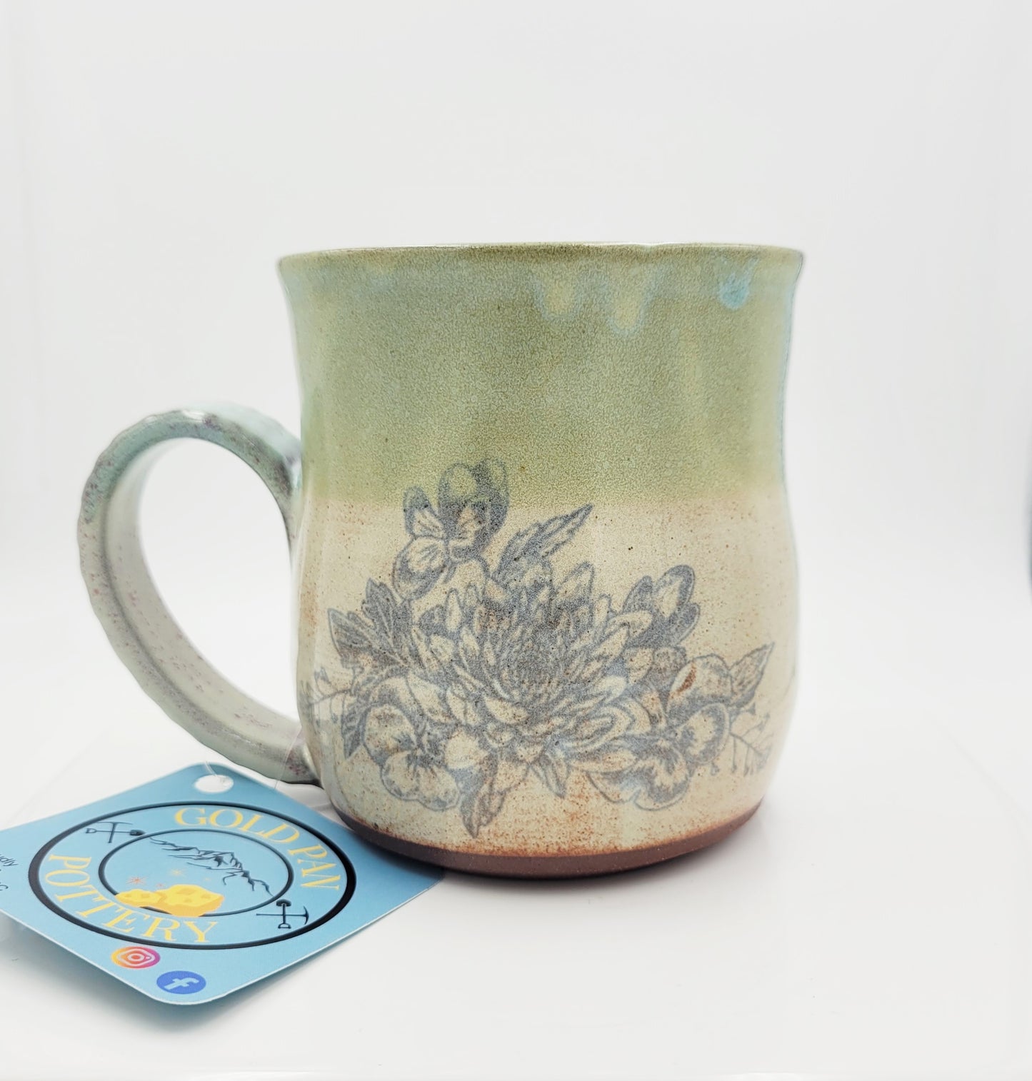 Handmade Pottery Mug, Floral Bouquet