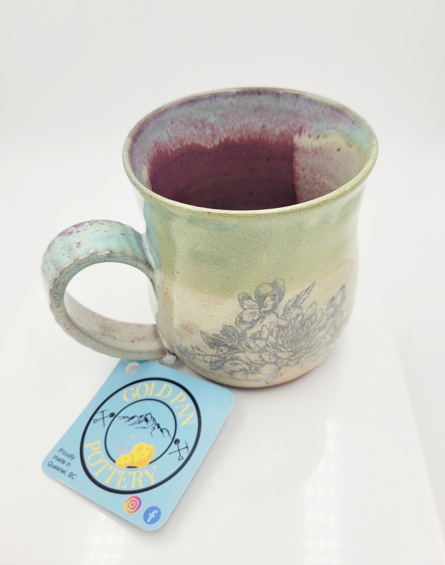Handmade Pottery Mug, Floral Bouquet