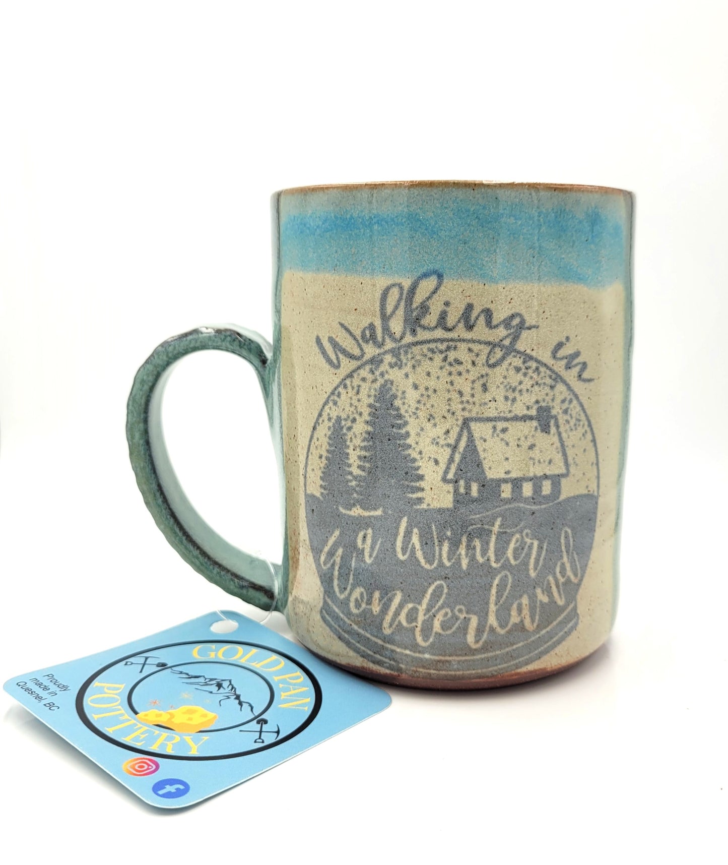 Winter wonderland handmade pottery mug