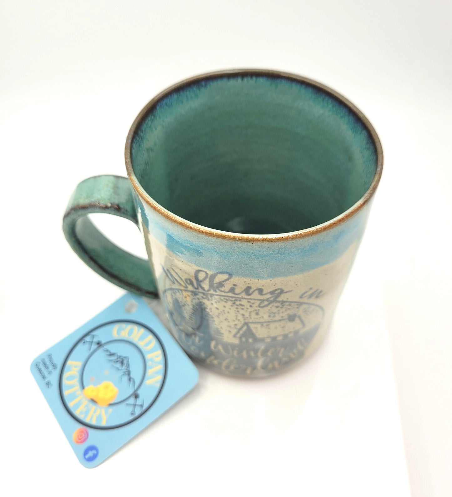 Winter wonderland handmade pottery mug