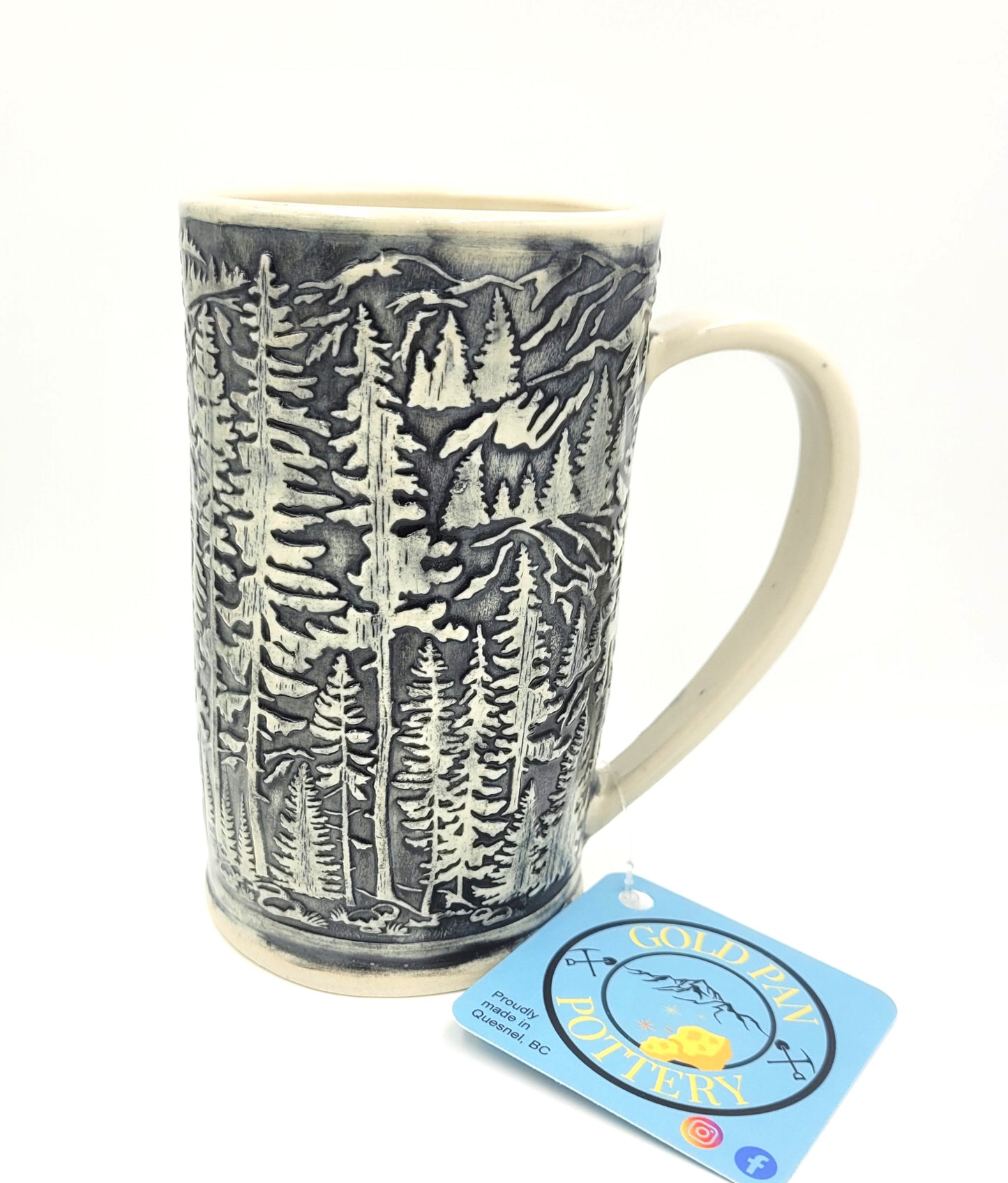 Handmade Slab Pottery Mug, Forest