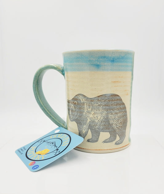Handmade Pottery Mug, Grizzly Bear