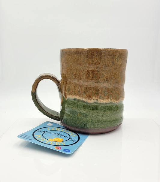 Handmade Pottery Mug, Green and Tan