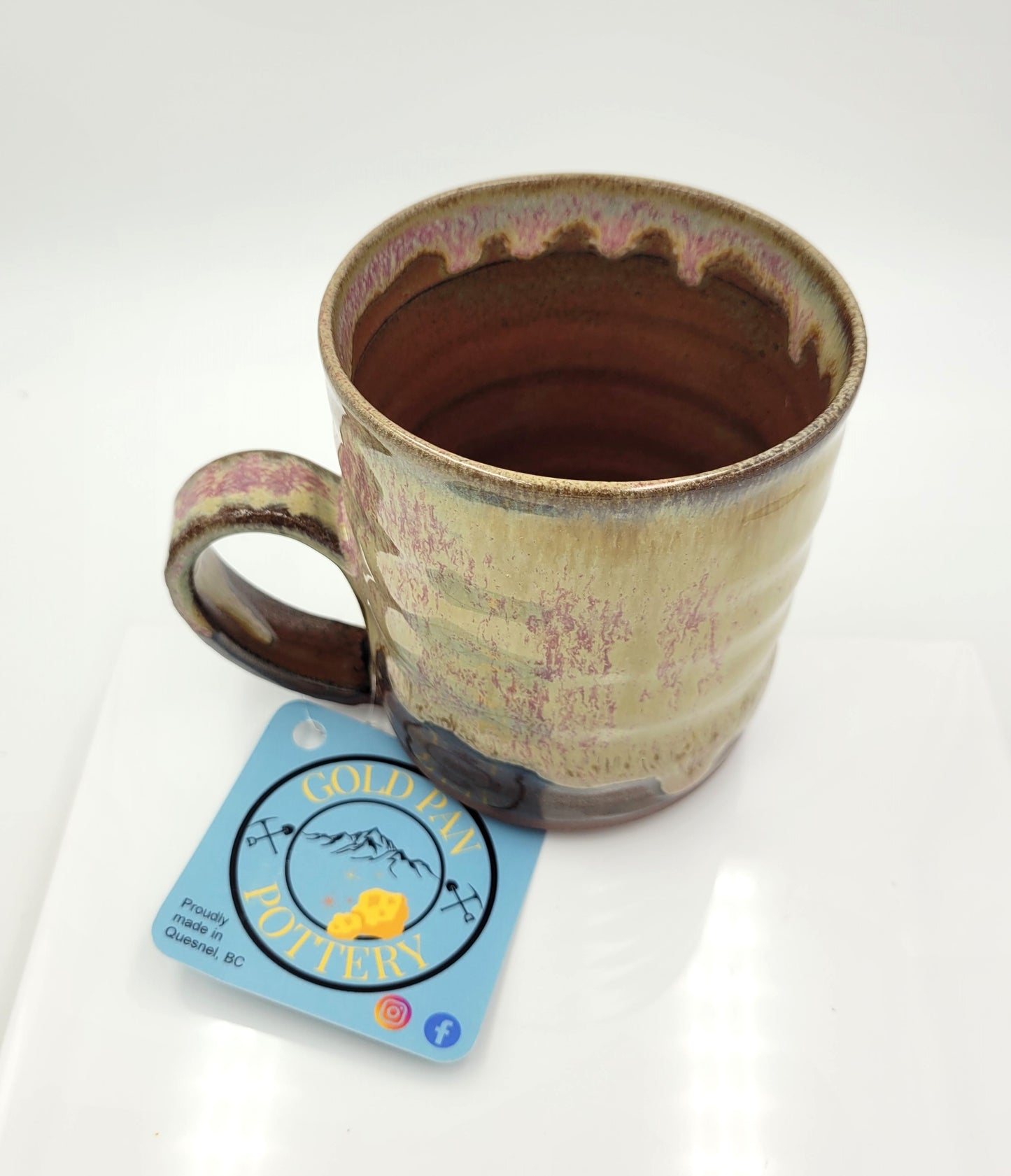 Handmade Pottery Mug, Iron Red and Cream