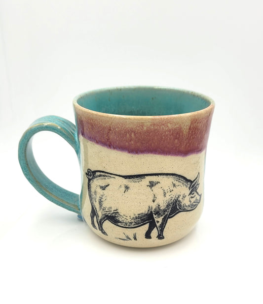 Handmade Pottery Mug - Pig