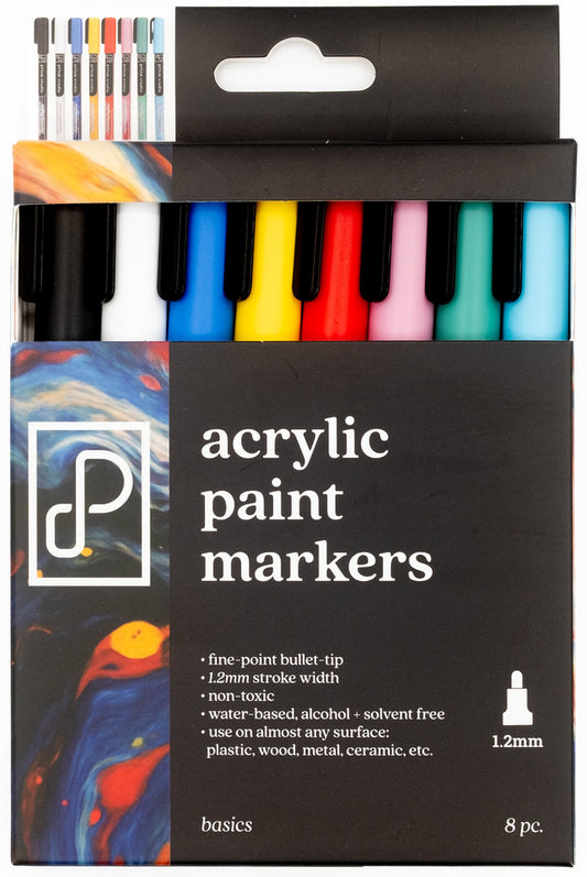 Acrylic Paint Markers, Basics (Fine-Point), 8 pc.