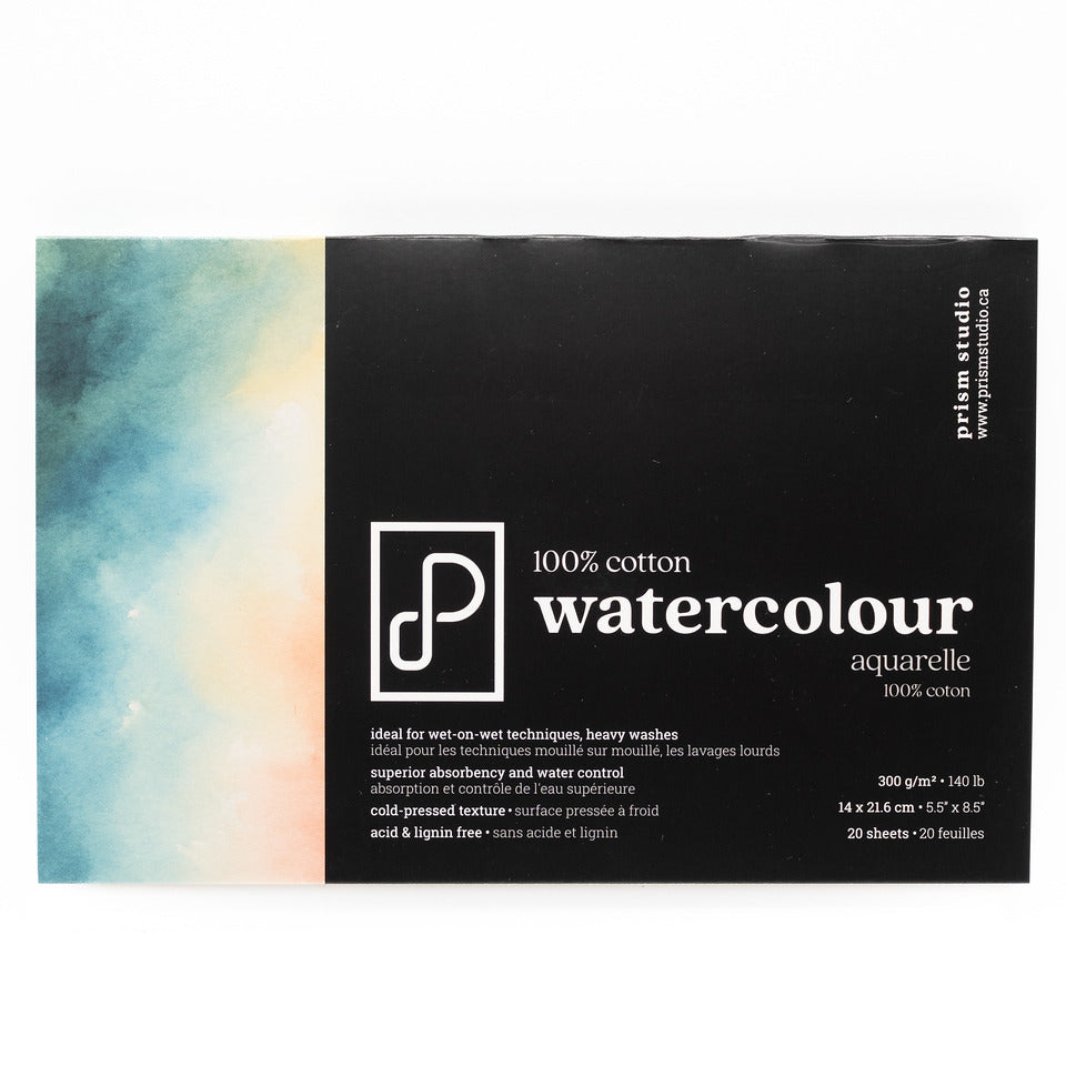 100% Cotton Watercolour Block, 5.5" x 8.5", 140lb (300 gsm)