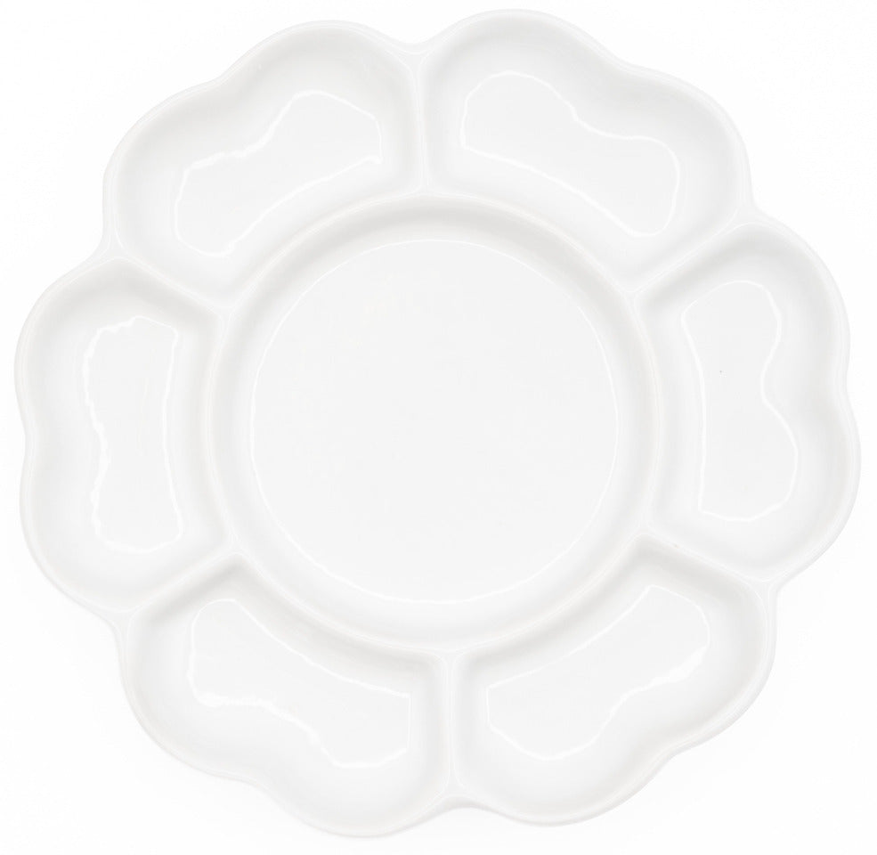 6.75" Porcelain Flower Palette, 7 Well