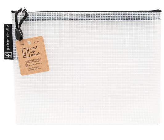 Vinyl Zip Pouch, 8" x 10", Black